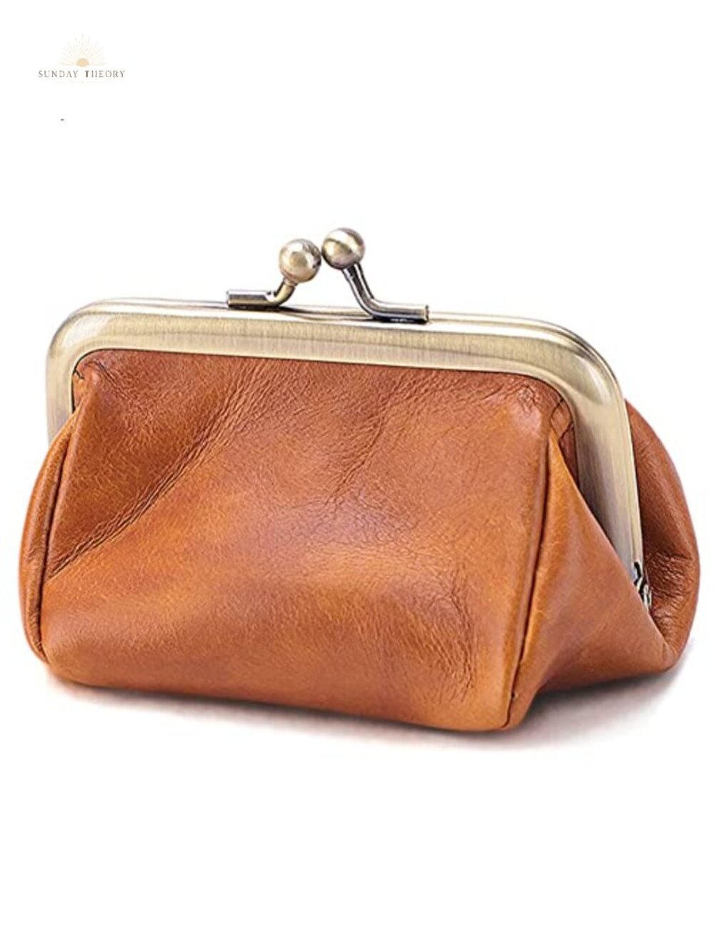Genuine Leather Kiss Lock Clutch Wallet Retro Coin Purse for Women
